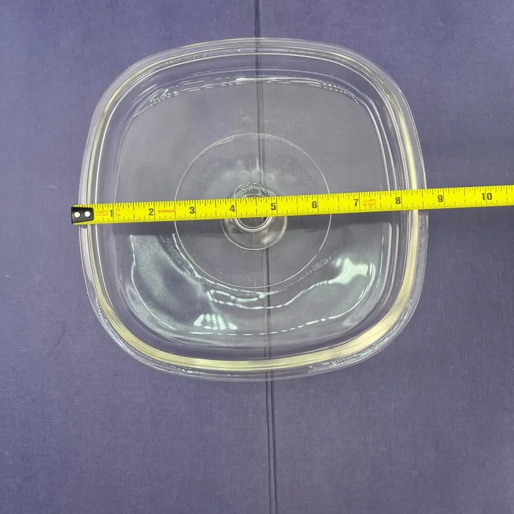 Lot 3 PYREX A-9-C Clear Glass Square Casserole Replacement Lids 8 5/8”
